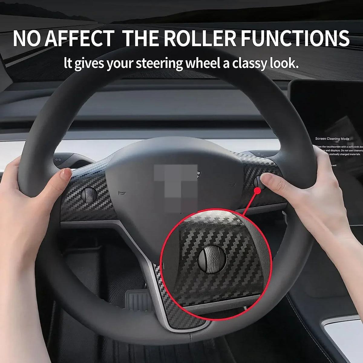 For Tesla Model 3 Y 2019-2023 ABS Carbon Fiber Style Interior Car Steering Wheel Cover Trim Frame Decor Modified Accessories Quake