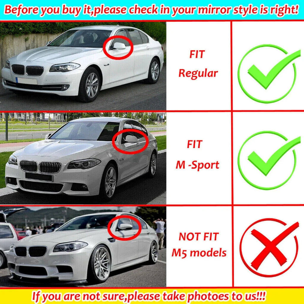For BMW 5 Series F10 F11 2010-2013 Car Replacement Rearview Side Mirror Cover Wing Cap Exterior Door Rear View Case Trim Carbon Quake
