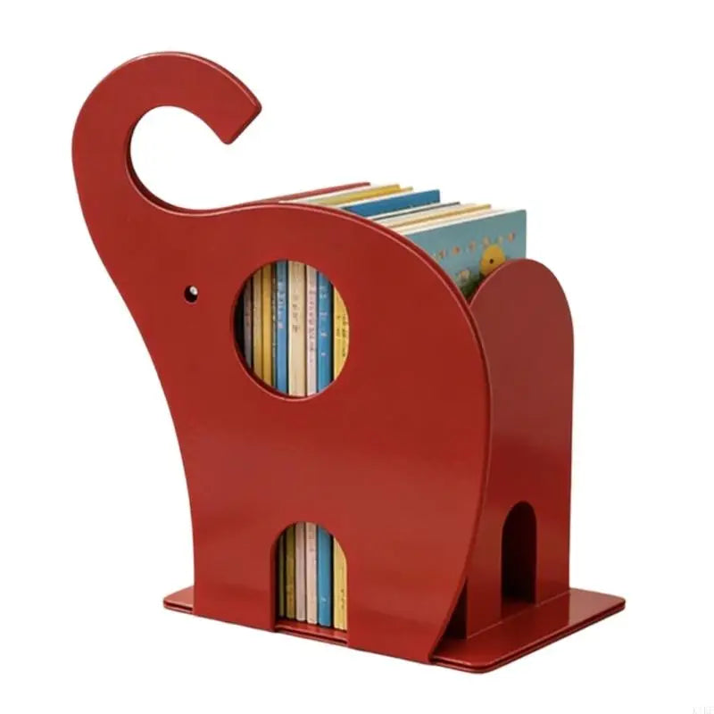 Metal Elephant Bookend for Desk Storage, Decorative Book Support with Smooth Painted Finish for Shelf and Office Files K1KF Quake Red CN