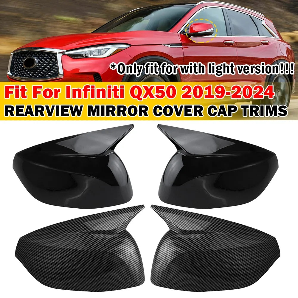 For Infiniti QX50 QX55 2019-2024 2x Car Sticker Rearview Side Mirror Cover Wing Cap Exterior Case Trim Accessories Vehicle Decor Quake