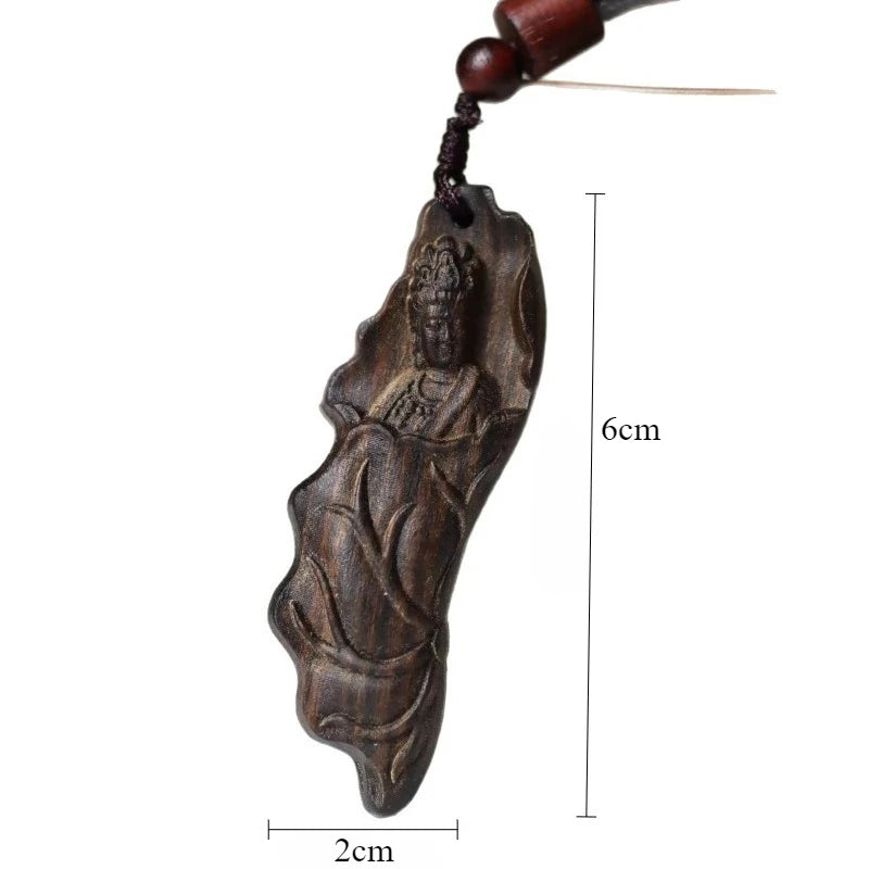 1pcs Agarwood Lotus Leaf Guanyin Single-sided Pendant Car-mounted Decoration Wooden Crafts Peace Pendant Jewelry Quake 1pcs