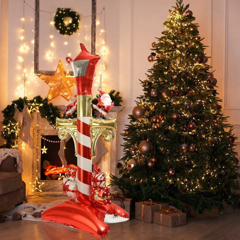3/1PCS Large Standing Christmas Street Light Balloon Reusable Christmas Aluminum Film Balloon New Year Party Theme Decoration Quake
